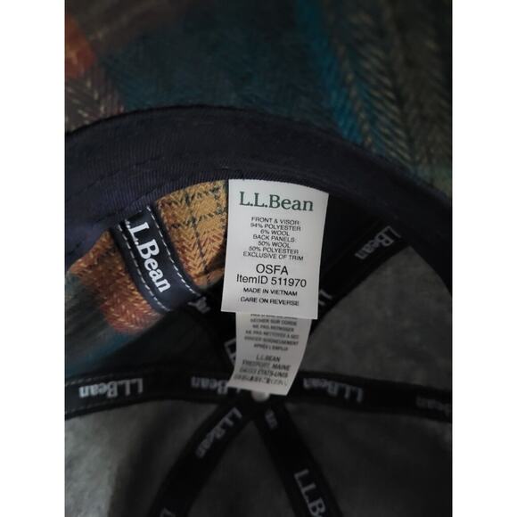 LL Bean Polyester Wool Cap Colored Plaid Adjustable Hat - Picture 6 of 6